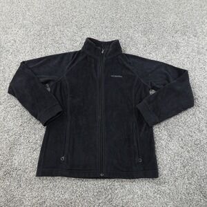 Columbia Jacket Boys L 14/16 Black Fleece Zip Sweater Outdoor Hike Youth Kids